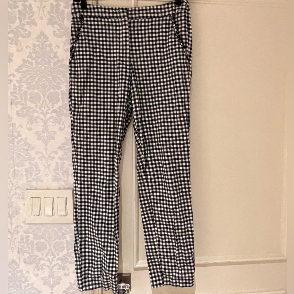 Zara Black and White Gingham Pants Stretchy